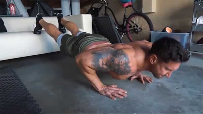 Troy performing decline pushups